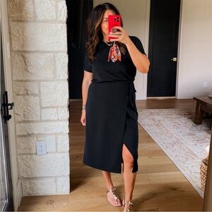 SPANX AirEssentials Midi Wrap Dress in Black